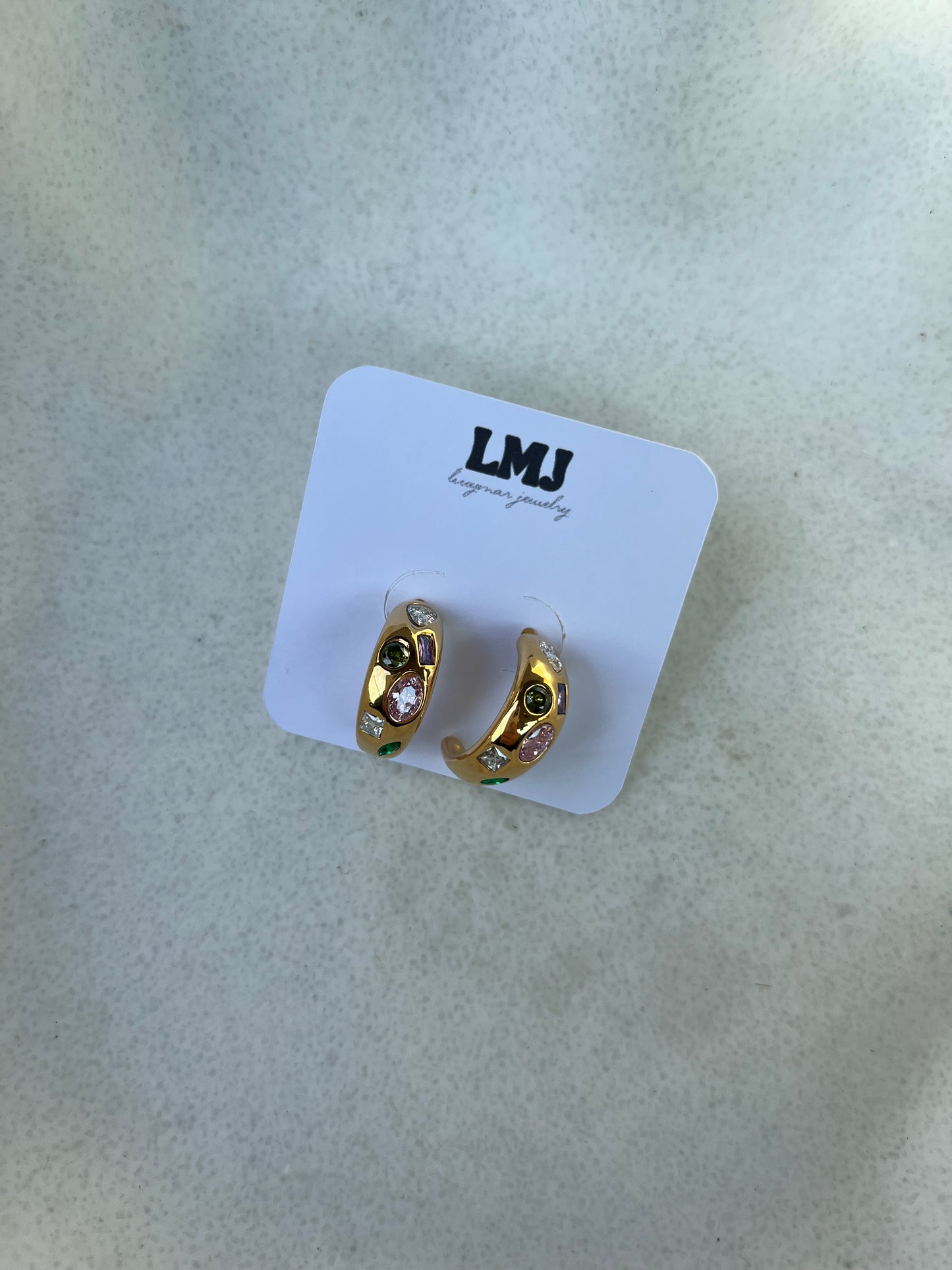 Colorful gold earrings