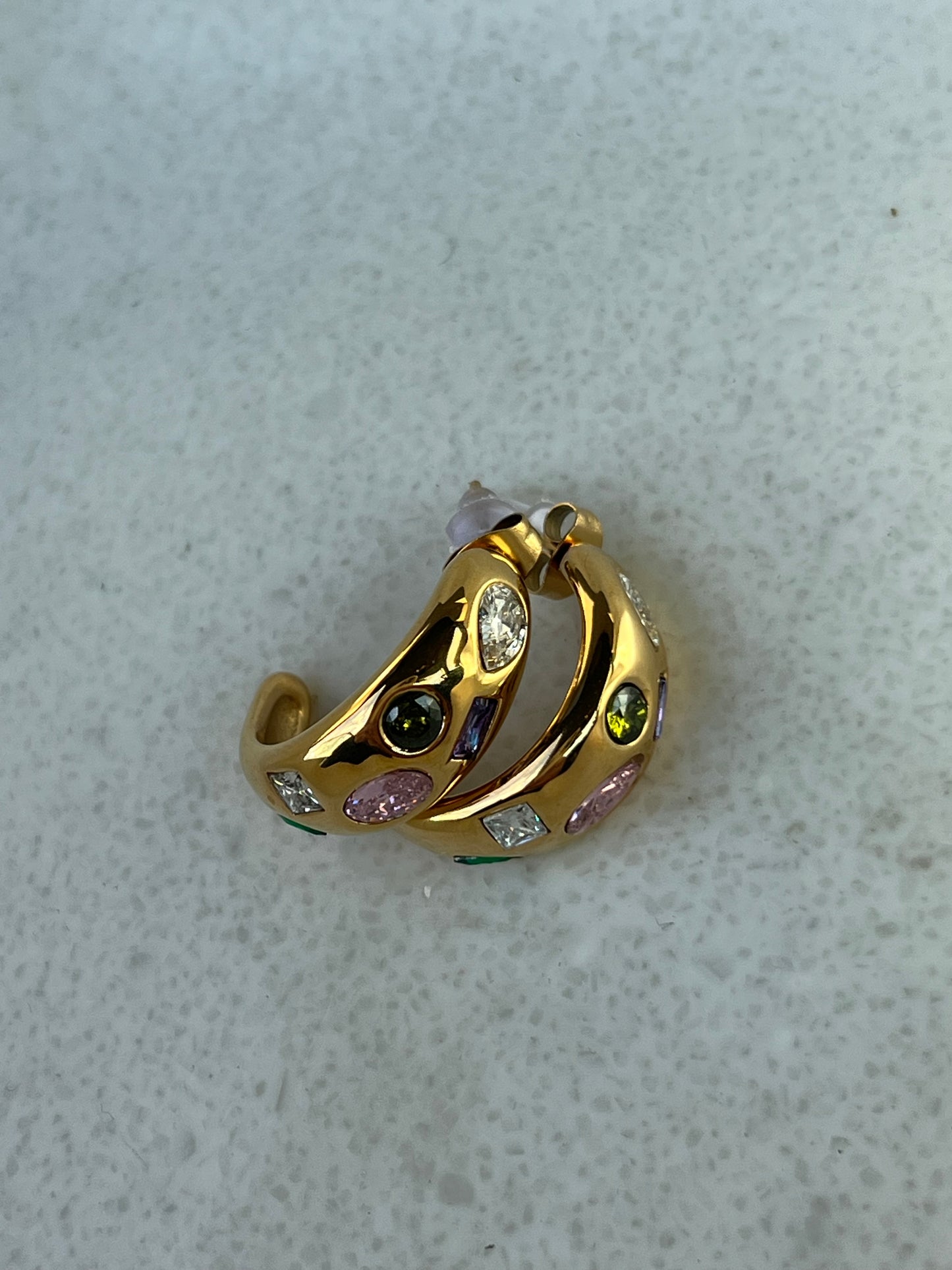 Colorful gold earrings