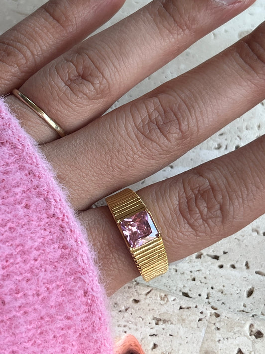 Pink stone ring